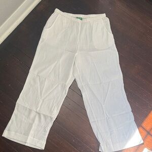 J. Crew White Elastic-Waist Wide-Leg Pants